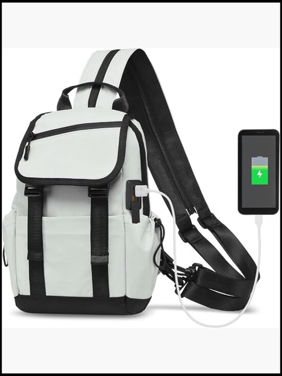 Convertible Sling Backpack Crossbody Bag with USB Port Lightweight Travel
